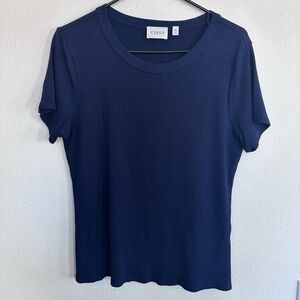 Ribbed Navy Women's Blouse Shirt by Cyrus